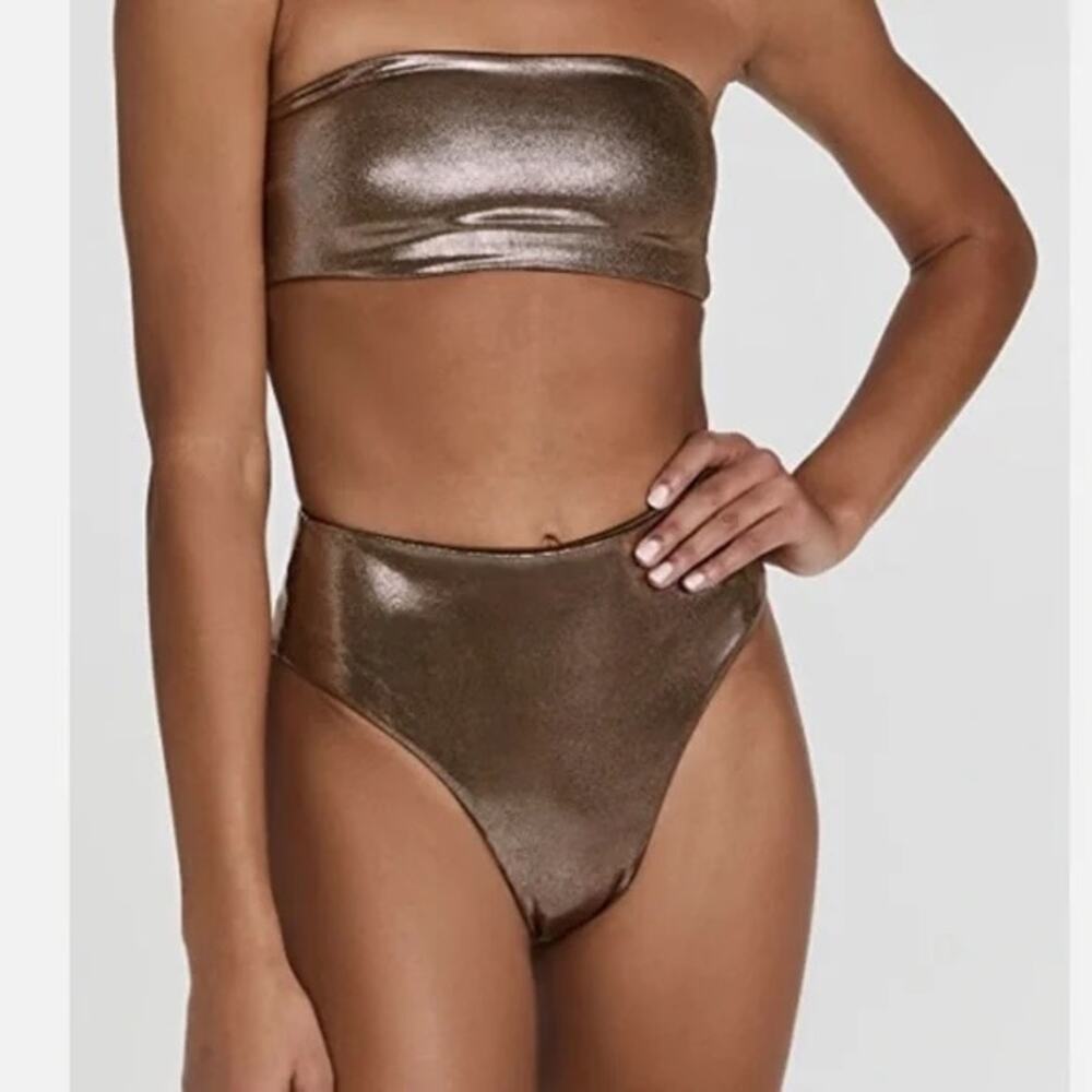 Good American Metallic Bronze Bikini